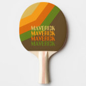 レトロストライプパター自然ン色の繰り返し名 卓球ラケット (正面)