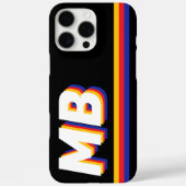 レトロストライプパーソナライズされたイニシャルモノグラム Case-Mate iPhoneケース (裏面)