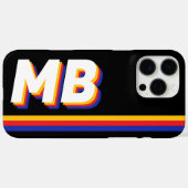 レトロストライプパーソナライズされたイニシャルモノグラム Case-Mate iPhoneケース (裏面 (横))