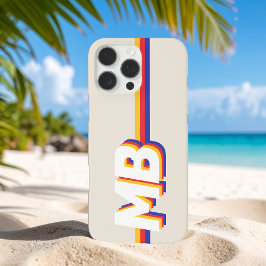 レトロストライプパーソナライズされたイニシャルモノグラム iPhone 16 PRO MAXケース