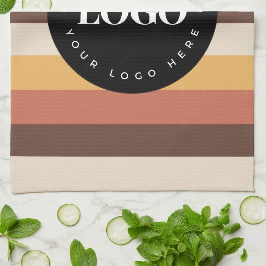 レトロストライプビジネス会社のロゴウェルカム60s 70 キッチンタオル (折り畳み)