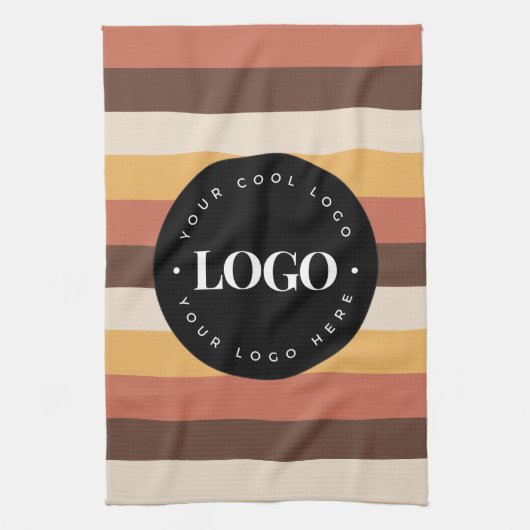 レトロストライプビジネス会社のロゴウェルカム60s 70 キッチンタオル (縦)