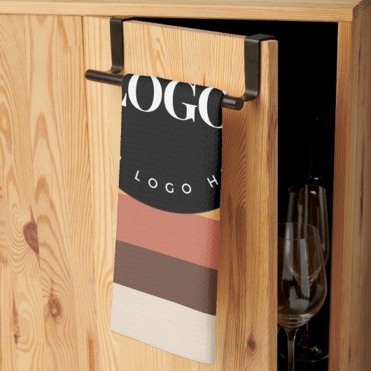 レトロストライプビジネス会社のロゴウェルカム60s 70 キッチンタオル (三つ折り)