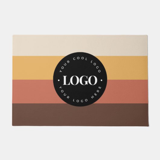 レトロストライプビジネス会社のロゴウェルカム60s 70 ドアマット (正面)