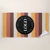 レトロストライプビジネス会社のロゴウェルカム60s 70 ビーチタオル (正面)