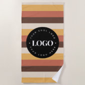 レトロストライプビジネス会社のロゴウェルカム60s 70 ビーチタオル (正面)