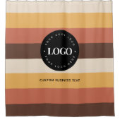 レトロストライプビジネス会社カスタムのロゴ60s 70s シャワーカーテン (正面)