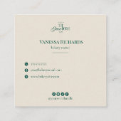 レトロストライプピンクのビジネスのロゴ名門私立校風の スクエア名刺 (裏面)