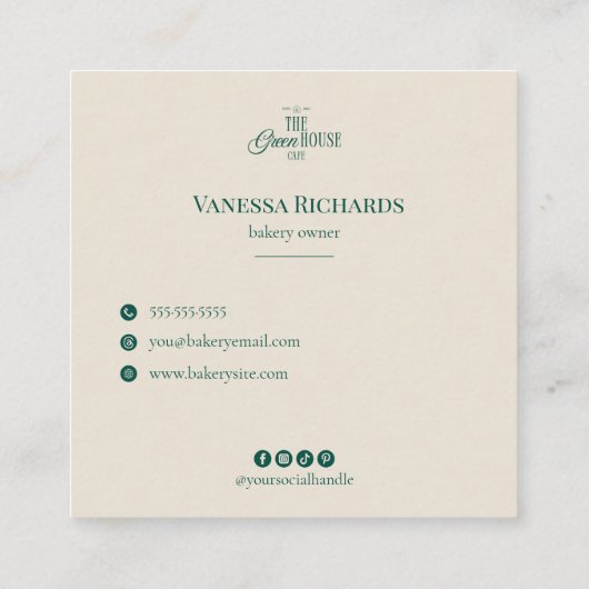 レトロストライプピンクのビジネスのロゴ名門私立校風の スクエア名刺 (裏面)