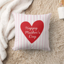 レトロストライプピンク&赤いハートマザーズデイ