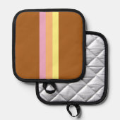 レトロストライプポットホルダー(オレンジ数々の色) 鍋敷き (正面/裏面)