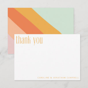 レトロストライプミントコーラルピーチカスタムウェディング サンキューカード