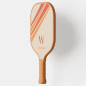 レトロストライプモノグラム名オレンジ ピックルボールラケット (左)