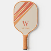 レトロストライプモノグラム名オレンジ ピックルボールラケット (裏面)