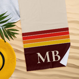 レトロストライプモノグラム ビーチタオル