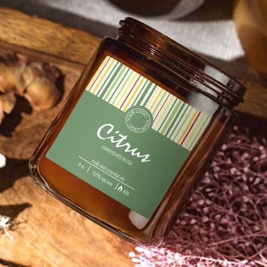 レトロストライプライン抽象芸術ビジネスキャンドルラベル スクエアシール