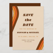 レトロストライプレインボー70年代70年代ミニマリスト セーブザデート (正面/裏面)