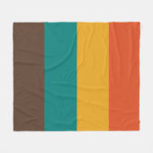 レトロストライプヴィンテージカラーパレットティール（緑がかった色）オレンジ フリースブランケット (正面(横))