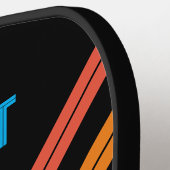 レトロストライプヴィンテージパーソナライズされた名 ピックルボールラケット (左詳細)