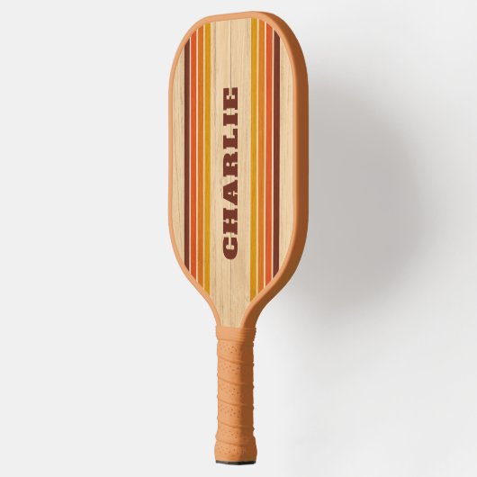 レトロストライプヴィンテージ名おもしろいクールカスタム ピックルボールラケット (左)