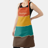 レトロストライプヴィンテージ色オレンジ茶の名前 エプロン (インサイチュ)