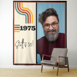レトロストライプヴィンテージ1975フォトタペストリーオレンジ タペストリー