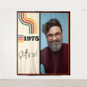 レトロストライプヴィンテージ1975フォトタペストリーオレンジ タペストリー (正面)