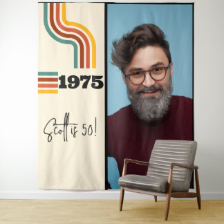 レトロストライプヴィンテージ1975フォトタペストリー タペストリー