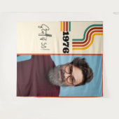 レトロストライプヴィンテージ1976フォトタペストリーオレンジ タペストリー (正面(横))