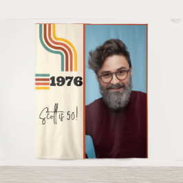 レトロストライプヴィンテージ1976フォトタペストリーオレンジ タペストリー