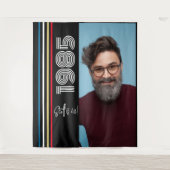 レトロストライプヴィンテージ1985年40th Birthday Photo タペストリー (正面)