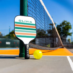 レトロストライプ名パーソナライズされたヴィンテージスタイル ピックルボールラケット