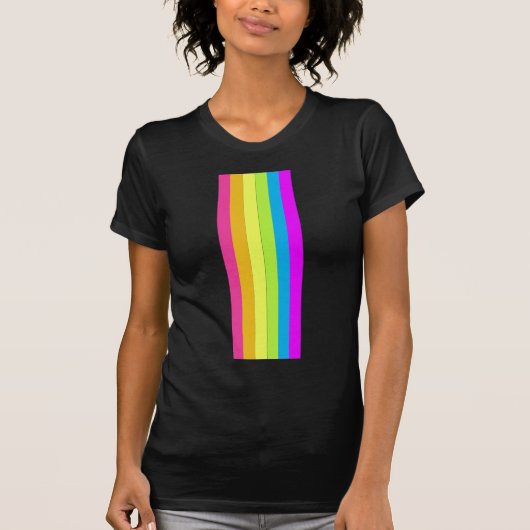 レトロストライプ大人Tシャツ(ブラック&ネオン数々の) Tシャツ (正面)