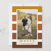 レトロストライプ家族クリスマス4写真 シーズンカード (正面)