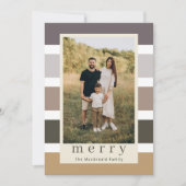 レトロストライプ家族クリスマス4写真 シーズンカード (正面)