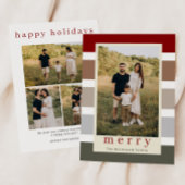 レトロストライプ家族クリスマス4写真 シーズンカード