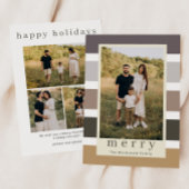 レトロストライプ家族クリスマス4写真 シーズンカード