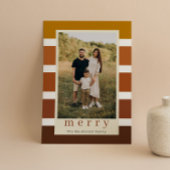 レトロストライプ家族クリスマス4写真 シーズンカード