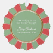 レトロストライプ家族フォトクリスマス オーナメントカード (裏面)