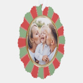 レトロストライプ家族フォトクリスマス オーナメントカード (右)