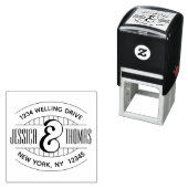 レトロストライプ差出人住所楕円 セルフインキングスタンプ (インサイチュ)