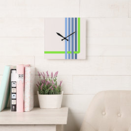 レトロストライプ抽象デザイン スクエア壁時計