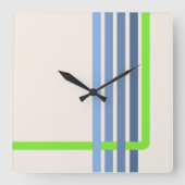 レトロストライプ抽象デザイン スクエア壁時計 (正面)