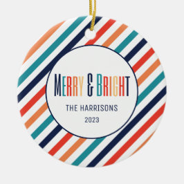 レトロストライプ抽象芸術カラフルラインクリスマス セラミックオーナメント