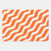 レトロストライプ抽象芸術線オレンジ色のヴィンテージ波 ラッピングペーパーシート (正面3)