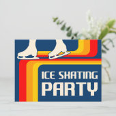 レトロストライプ氷スケートで滑るパーティの招待状 招待状 (スタンド正面)