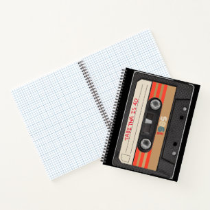レトロストライプ番号1985 40thカセットテープ ノートブック
