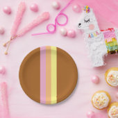 レトロストライプ紙プレート(オレンジ数々の色) ペーパープレート (パーティー)