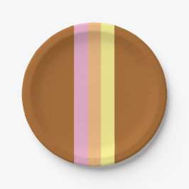 レトロストライプ紙プレート(オレンジ数々の色) ペーパープレート