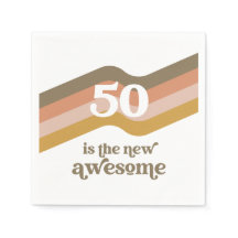 レトロストライプ50thバースデーパーティーナプキンス